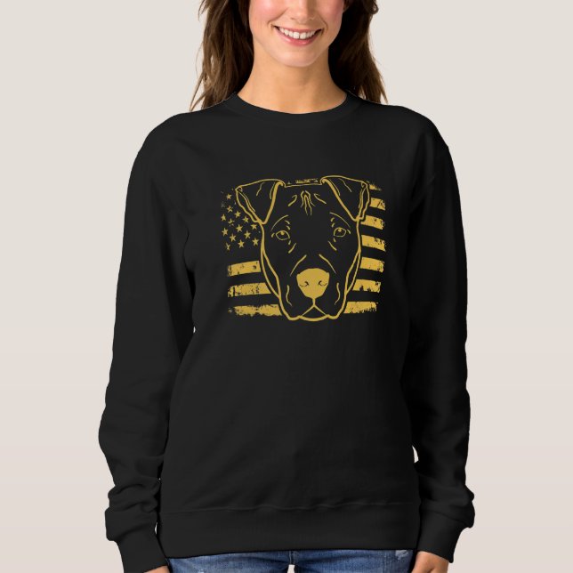 Dog Pitbull Us American Flag  3 Sweatshirt (Front)