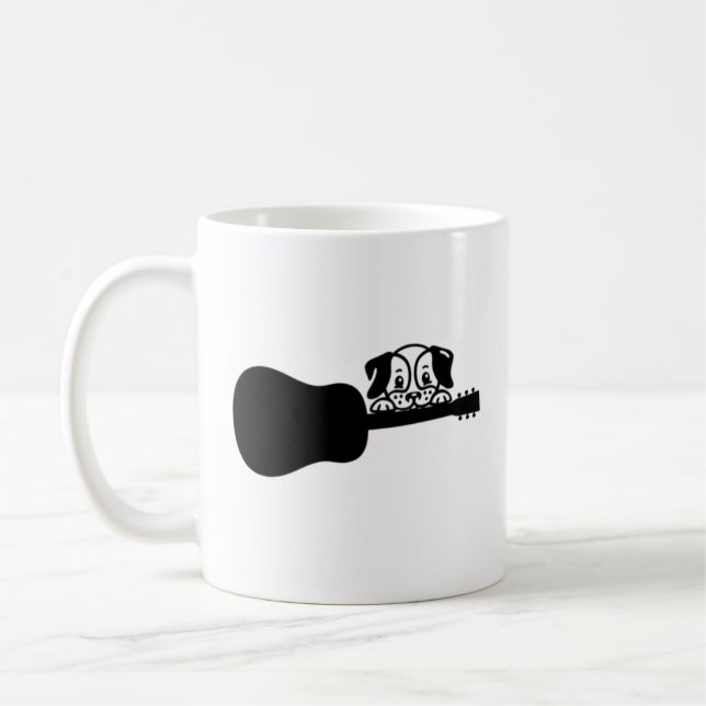 Dog play guitar coffee mug (Left)