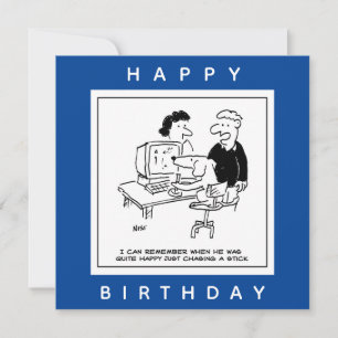 Dog Playing a Computer Game Cartoon Card