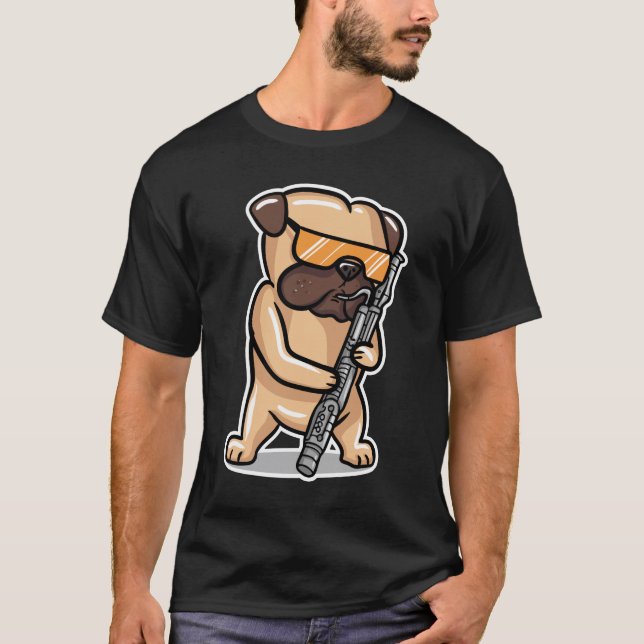 Dog Playing Bassoon T-Shirt (Front)