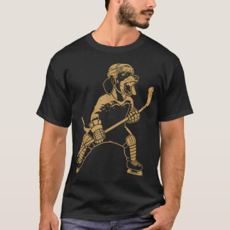 Dog Playing Hockey On Ice Fun Sports Dog Fan T-Shirt
