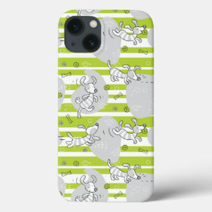 dog playing pattern background iPhone 13 case