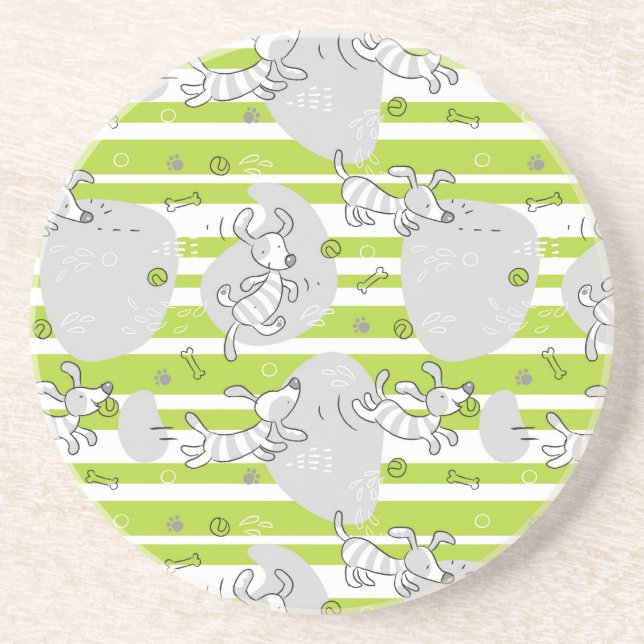 dog playing pattern background coaster (Front)