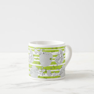 dog playing pattern background espresso cup
