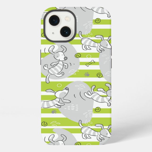 dog playing pattern background iPhone case (Back)