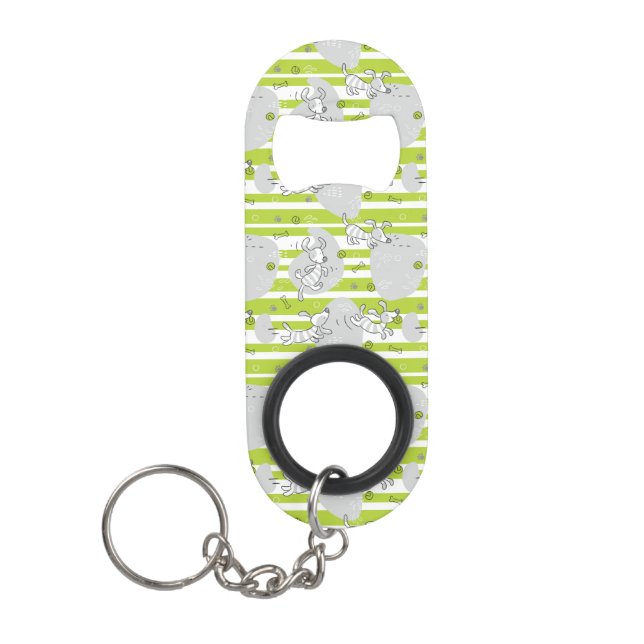 dog playing pattern background keychain bottle opener (Front)