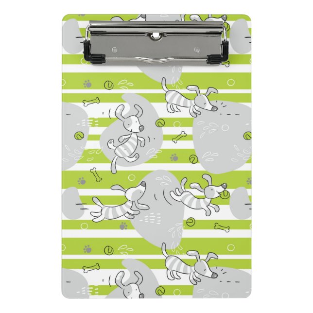 dog playing pattern background mini clipboard (Front)