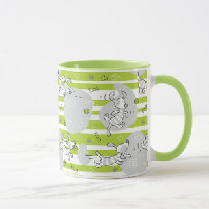dog playing pattern background mug