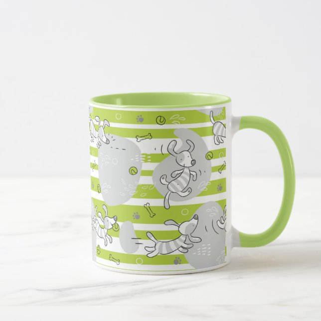 dog playing pattern background mug (Right)