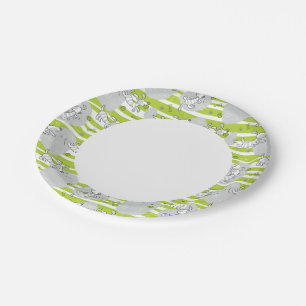 dog playing pattern background paper plate