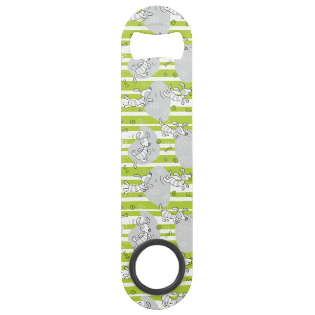 dog playing pattern background speed bottle opener (Front)