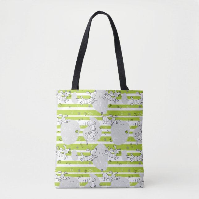 dog playing pattern background tote bag (Front)