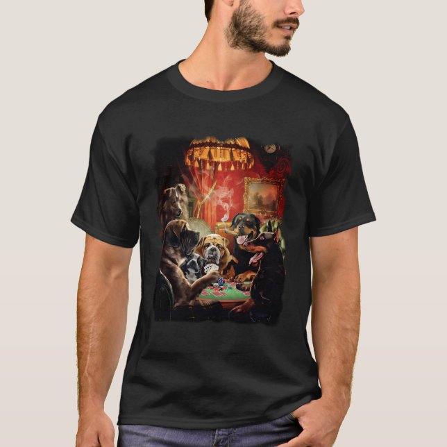 Dog Playing Poker Cards T-Shirt (Front)