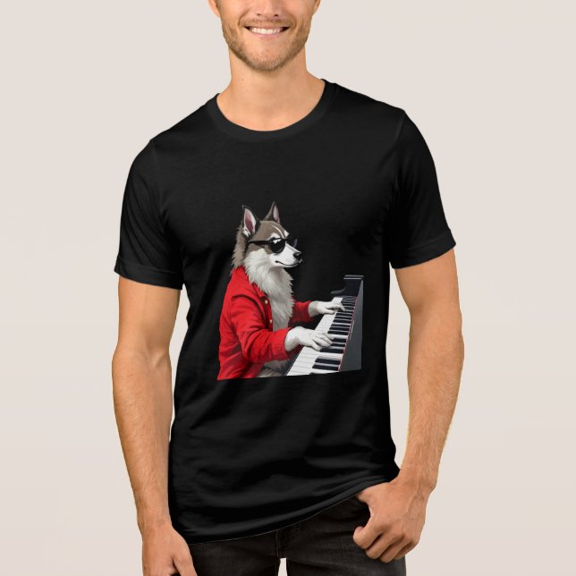 Dog playing the piano T-shirt  Tri-Blend Shirt (Front)