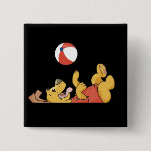 Dog Playing With Ball Tshirts and Gifts 2 Inch Square Button