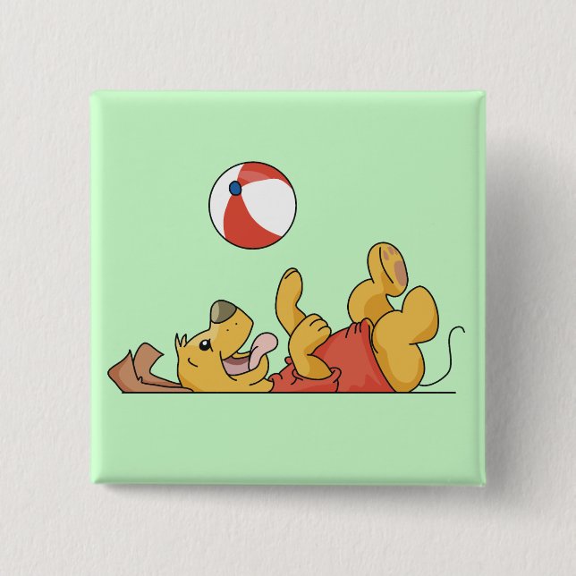 Dog Playing With Ball Tshirts and Gifts 2 Inch Square Button (Front)