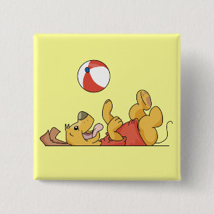 Dog Playing With Ball Tshirts and Gifts 2 Inch Square Button