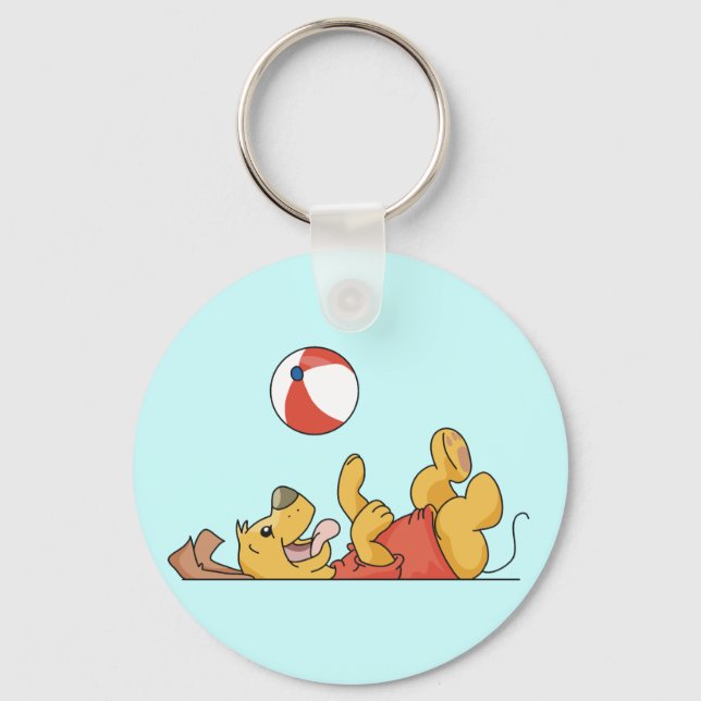 Dog Playing With Ball Tshirts and Gifts Keychain (Front)