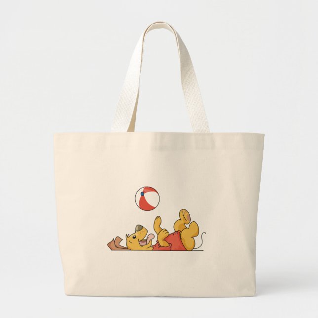 Dog Playing With Ball Tshirts and Gifts Large Tote Bag (Front)
