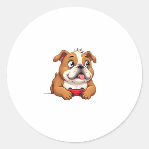 Dog Plays Video Games  (4) Classic Round Sticker