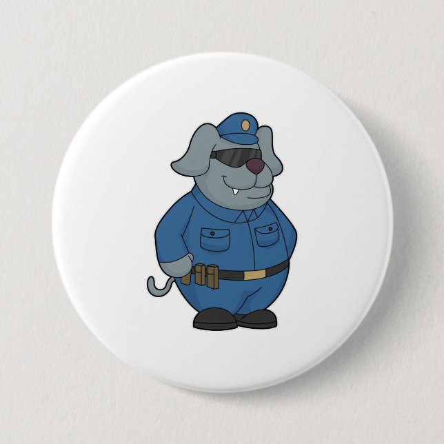 Dog Police officer Police 3 Inch Round Button (Front)