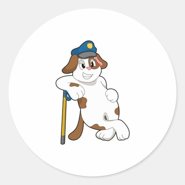 Dog Police officer Police hat Classic Round Sticker (Front)