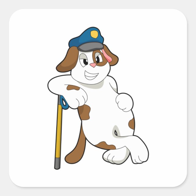 Dog Police officer Police hat Square Sticker (Front)