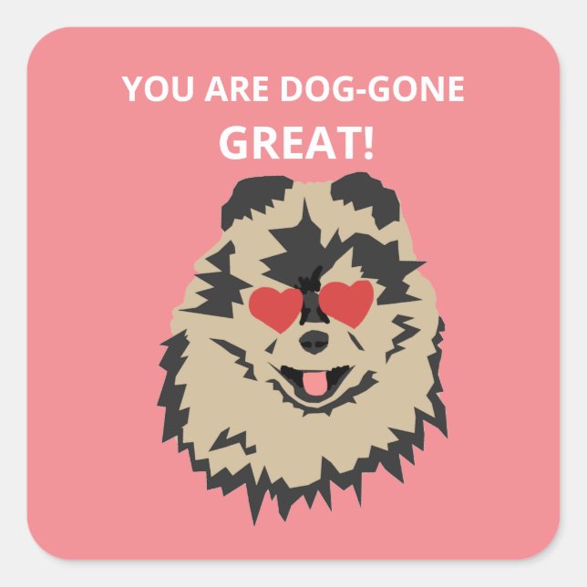 Dog Pomeranian Valentine Heart Square Sticker (Front)