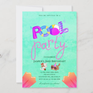 Dog Pool Party Birthday Invitation