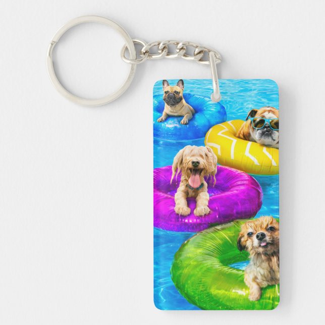 Dog Pool Party Keychain (Front)
