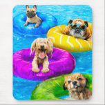 Dog Pool Party Mouse Pad<br><div class="desc">Dive in! | Avanti,  the Global Humour Brand™ has been entertaining the world with its Feel Good Funny greeting cards for over 40 years. Our characters live life to the fullest and celebrate the humour in everyday life.</div>