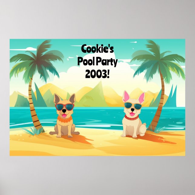 Dog Pool Party Photobooth Backdrop | Customizable  Poster (Front)