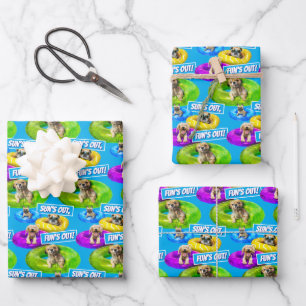 Dog Pool Party Wrapping Paper Sheet