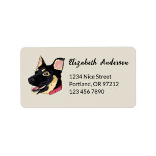 Dog Portrait Cute German Shepherd Puppy Label