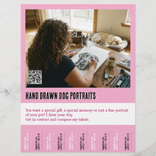 Dog Portrait Drawing Poster Tear off  Flyer