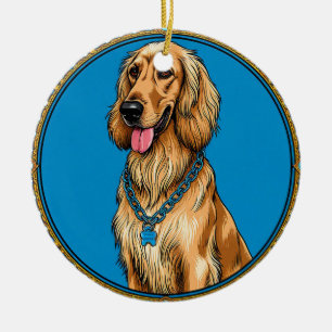 Dog Portrait Elegant Vintage Pet Art 💛 Ceramic Ornament