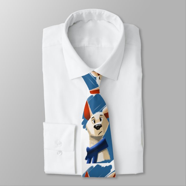 Dog Portrait Neck Tie – Artistic Pet Painting (Tied)