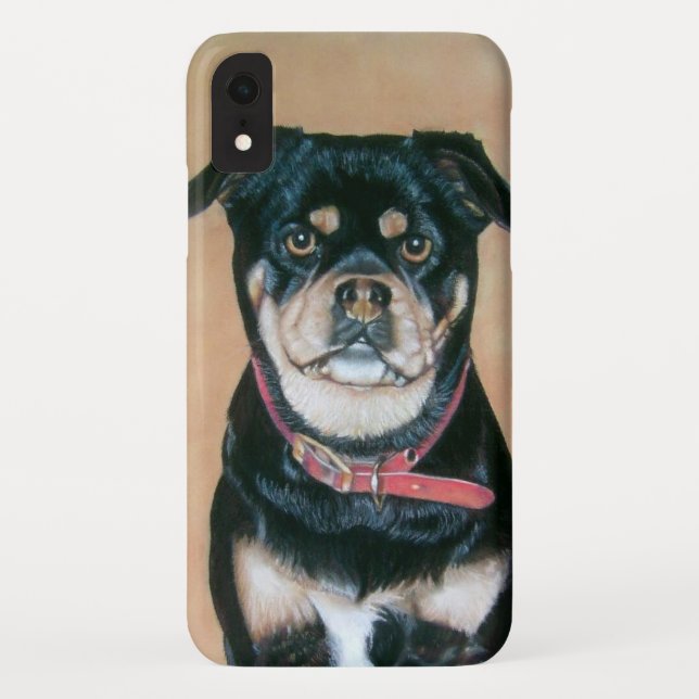 dog portrait painting of black and tan pug Case-Mate iPhone case (Back)