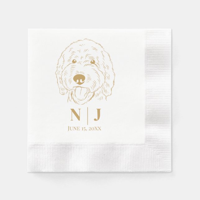Dog Portrait Personalized Wedding Napkins (Front)