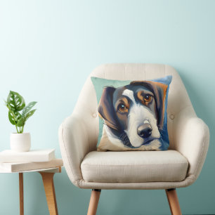 Dog Portrait Sketch 3D Painting Throw Pillow