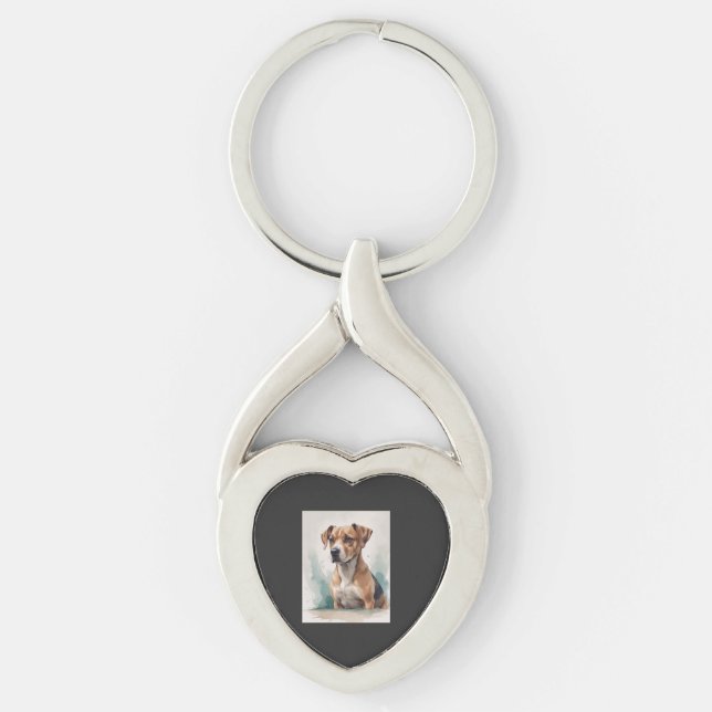 Dog Portrait Watercolor Keychain (Front)