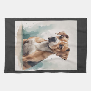 Dog Portrait Watercolor Kitchen Towel