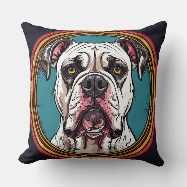 Dog Portrait with Mosaic-Inspired Background Throw Pillow (Front)