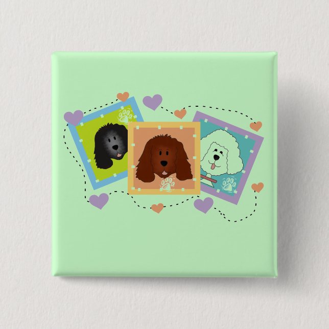 Dog Portraits Tshirts and Gifts 2 Inch Square Button (Front)