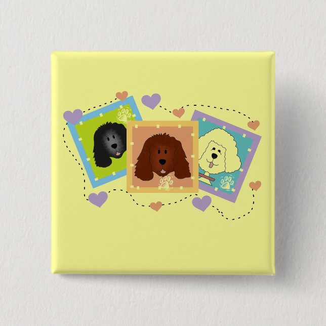 Dog Portraits Tshirts and Gifts 2 Inch Square Button (Front)
