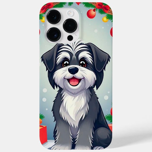 Dog Posing Among Festive Christmas Decorations Case-Mate iPhone Case (Back)