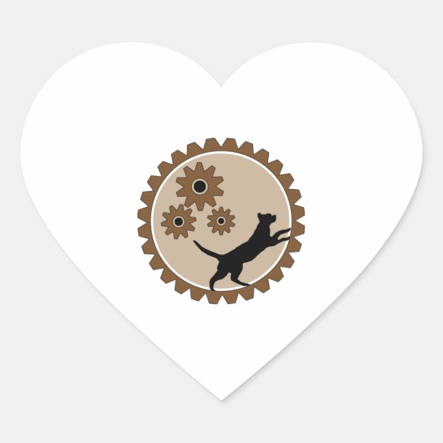 dog powered cage with wheels   heart sticker (Front)