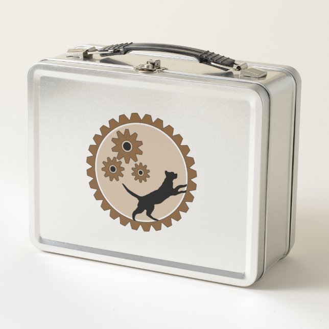 dog powered cage with wheels   metal lunch box (Front)