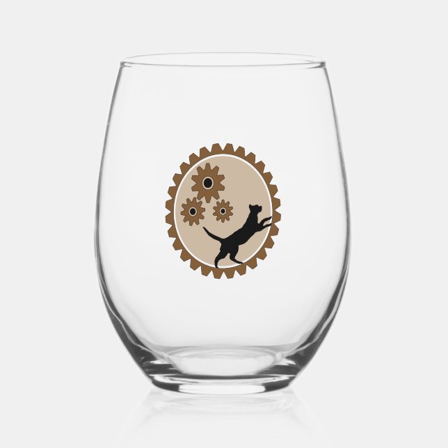 dog powered cage with wheels   stemless wine glass (Front)