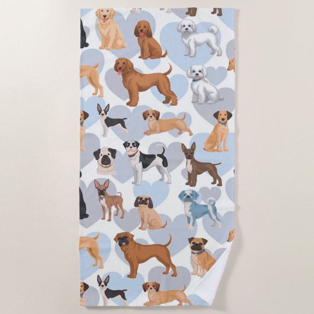 Dog Print Beach Towel (Front)